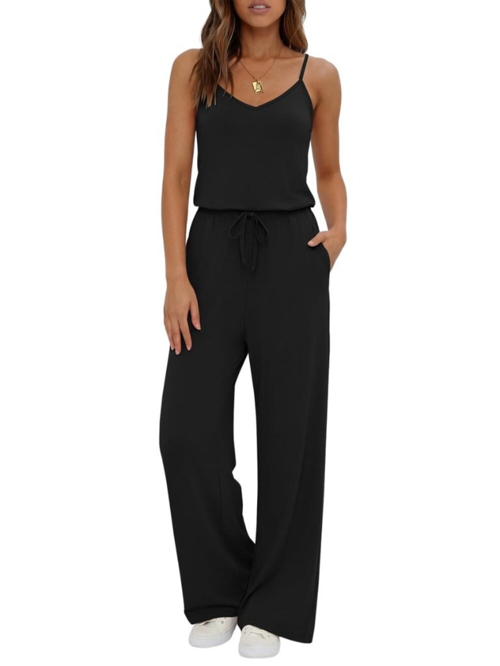 Womens Summer Jumpsuits Dressy V Neck Long Rompers Casual Jumper
